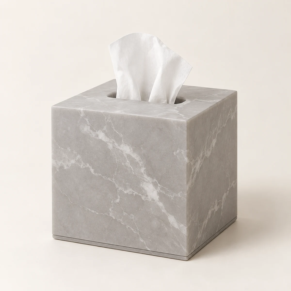 Mist Cube marble-pattern tissue holder, Mist gray